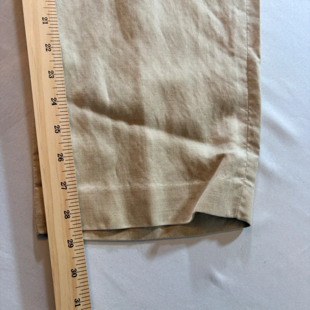 Perry Ellis Linen Blend Trousers Mens 32/30 Beige Straight Summer Dress Pants